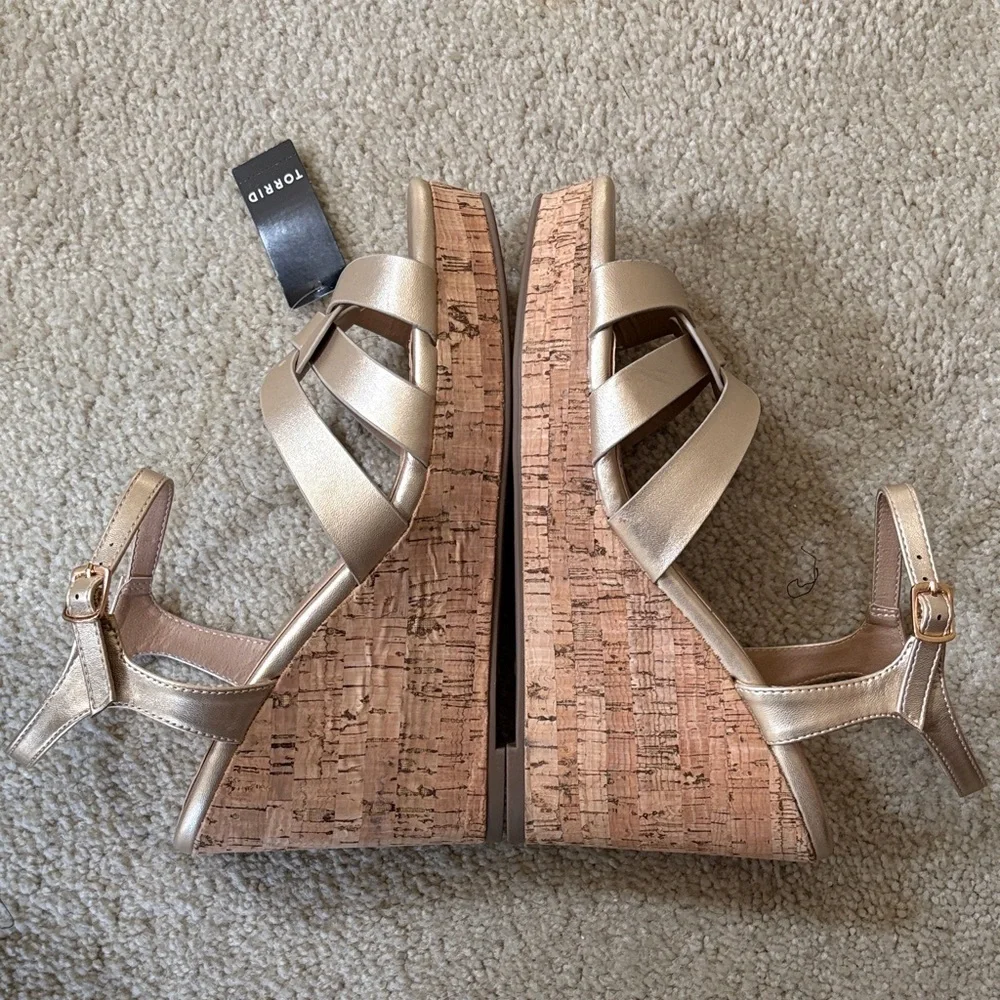 Torrid Gold Cork Wedge Sandals - Women's Size 8.5